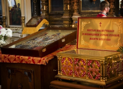 В Знаменский кафедральный собор Борисоглебска привезли ковчег с мощами святых