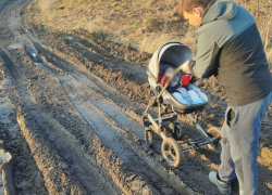 «Вот так вот добираться до медпункта» молодые родители с коляской сняли видео о дороге в селе Воронежской области 