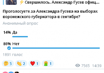 «Блокнот» попытался найти озвученные «60% поддержки» губернатора Гусева, но почему-то не нашел