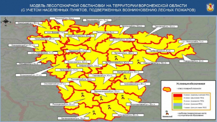 На всей территории Воронежской области установился III класс пожароопасности