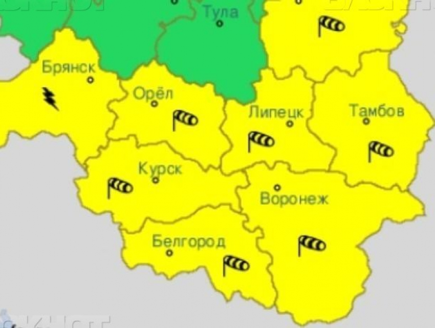 Желтый уровень опасности объявили в Воронежской области